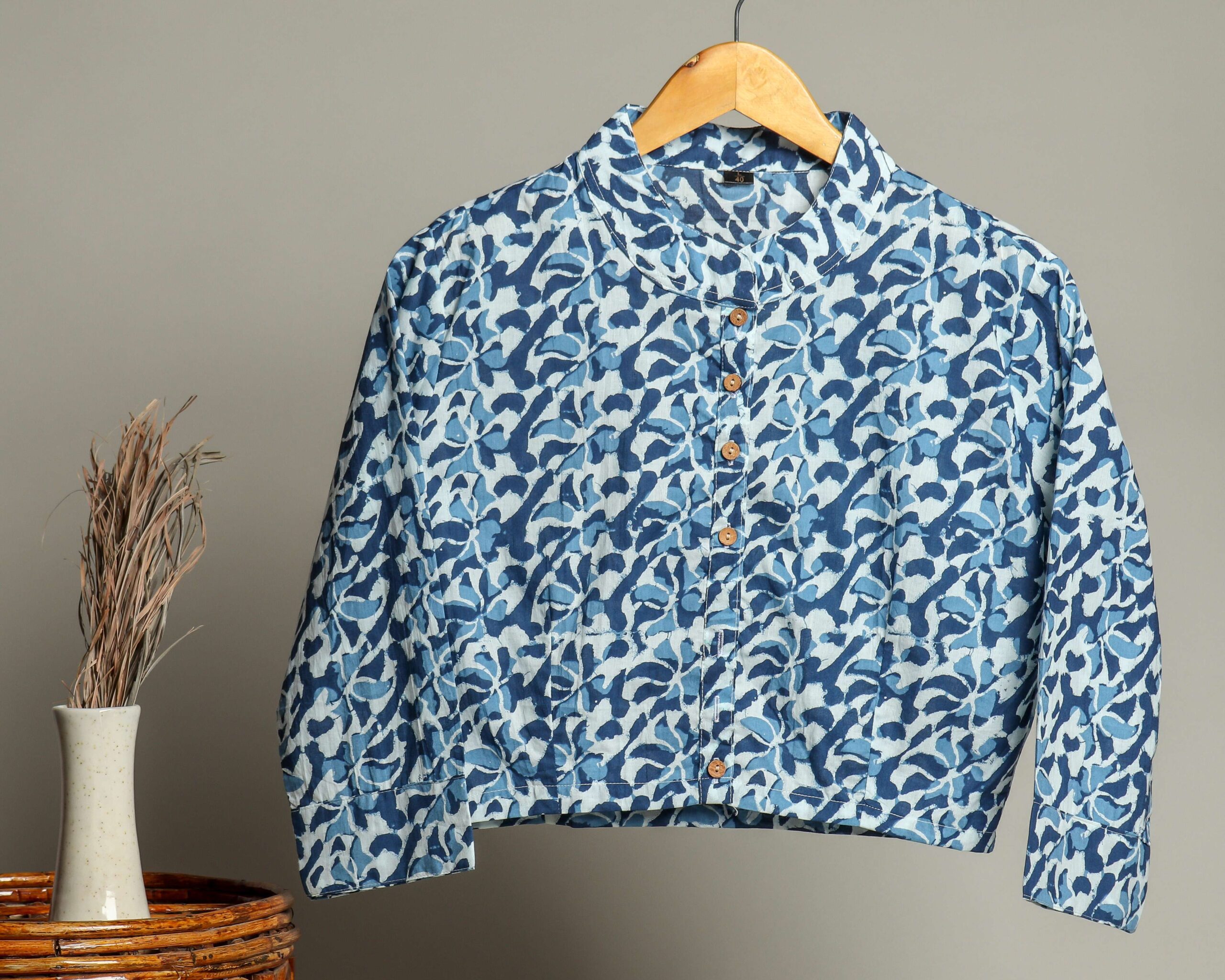 Handmade Block Print Cotton for Women ? Ethnic Floral Printed Top with Long Sleeves